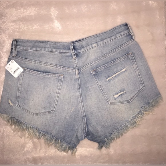 Free People Loving Good Vibrations Distressed Cutoff Shorts Pacific Blue Size 31 - Picture 2 of 7